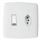 Conjunto 1 Interruptores 1 Tecla Paralelo + 1 Tomada 20a 4x4 - Mônaco